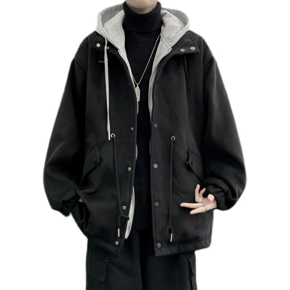 남자 모직 자켓 점퍼 후드 심플 캐주얼 데일리 학생 루즈핏 3컬러 3XL - 상세 이미지 5