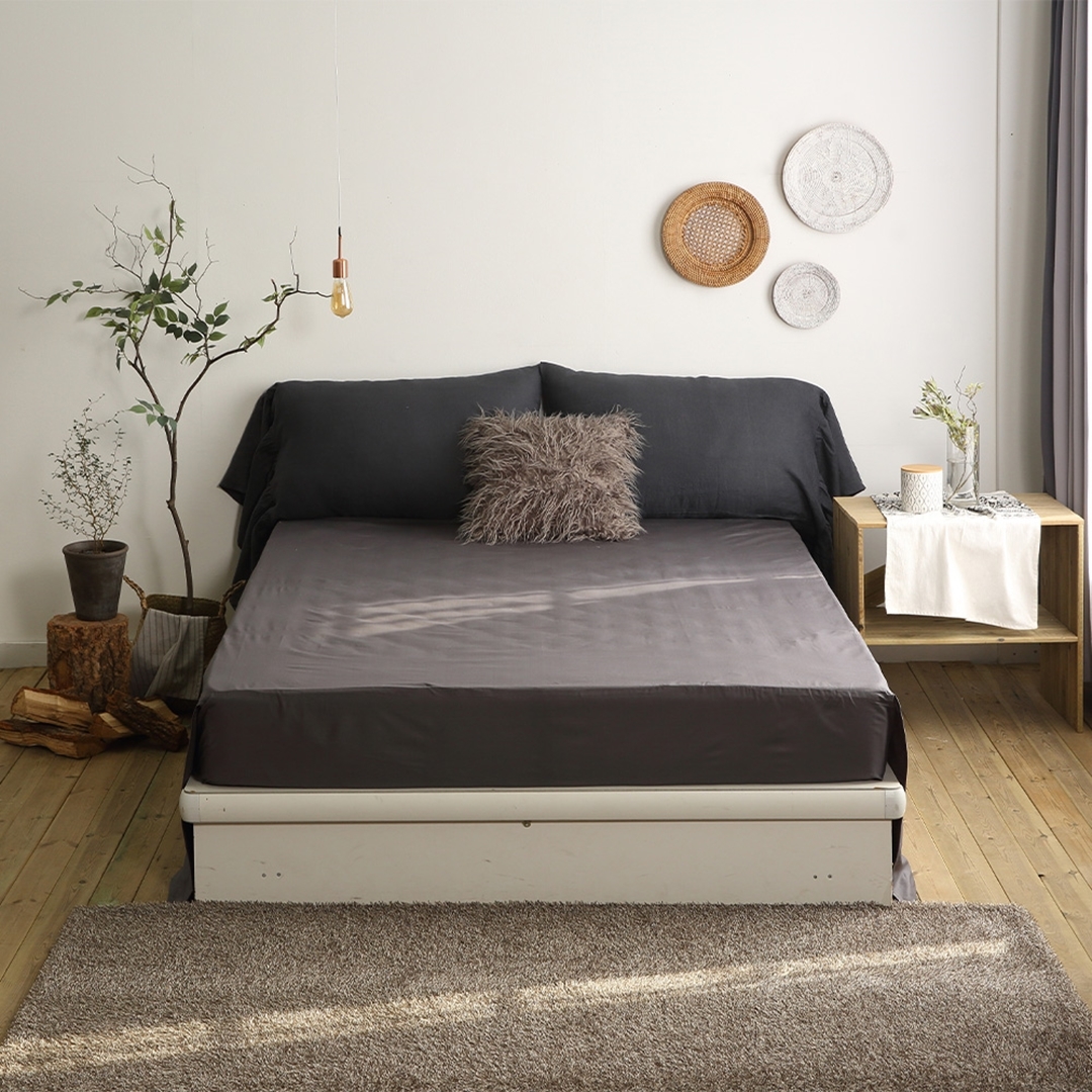 순면 투 매트리스 커버 높은 침대 시트 차콜 퀸