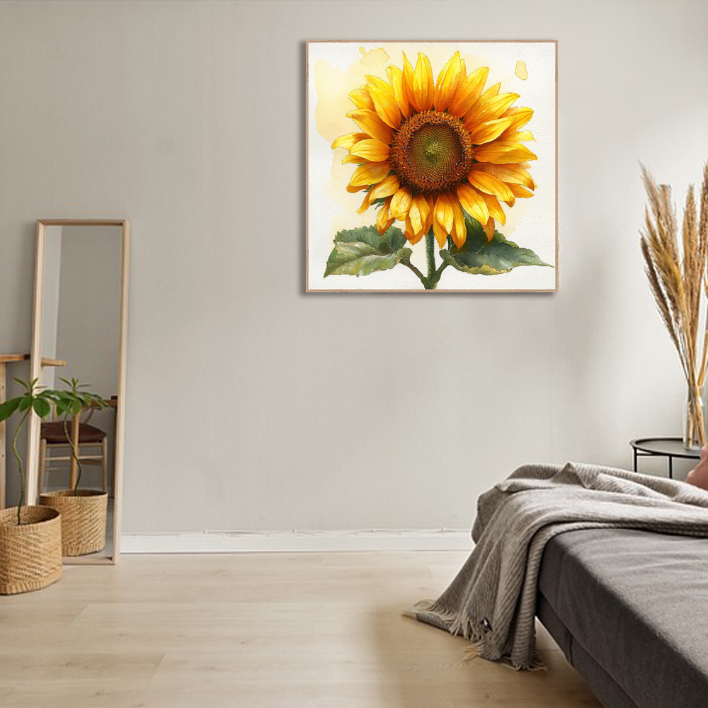 황금 해바라기 80x80cm 무광골드 알루미늄액자 해바라기그림 - 상세 이미지 5