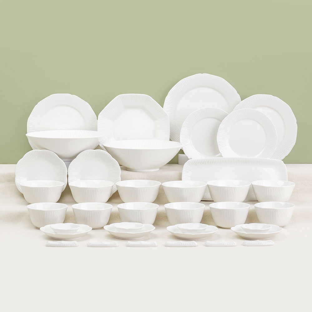 윤도자기 순백 화이트 국산 6인 그릇세트 37P 신혼식기