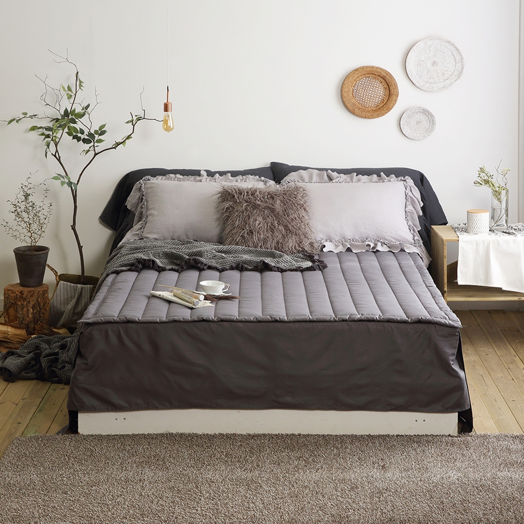 순면 투 매트리스 커버 높은 침대 시트 차콜 슈퍼 싱글