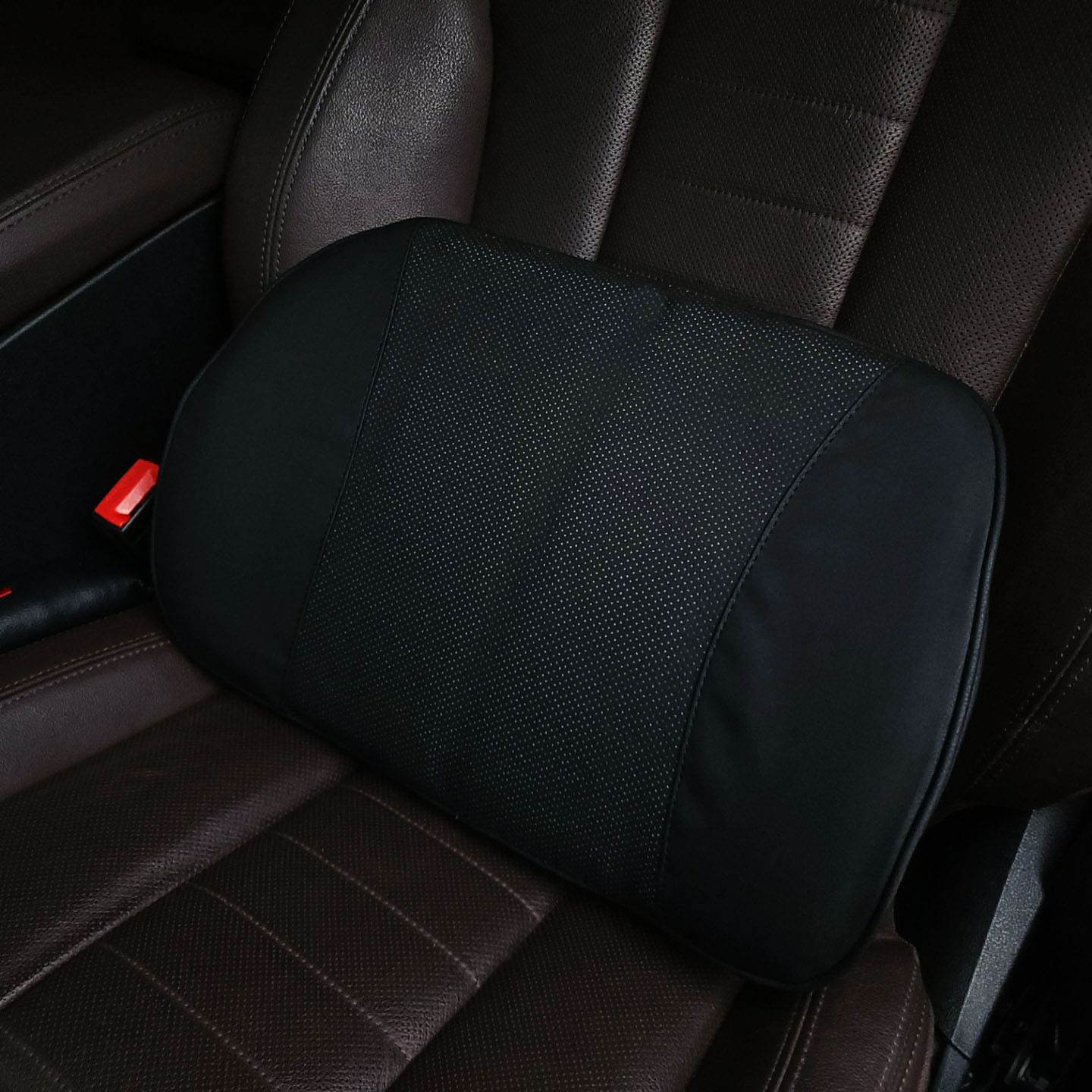 자동차 차량용 소가죽 메모리폼 허리 등받이 쿠션 벤츠 BMW 제네시스 - 상세 이미지 4