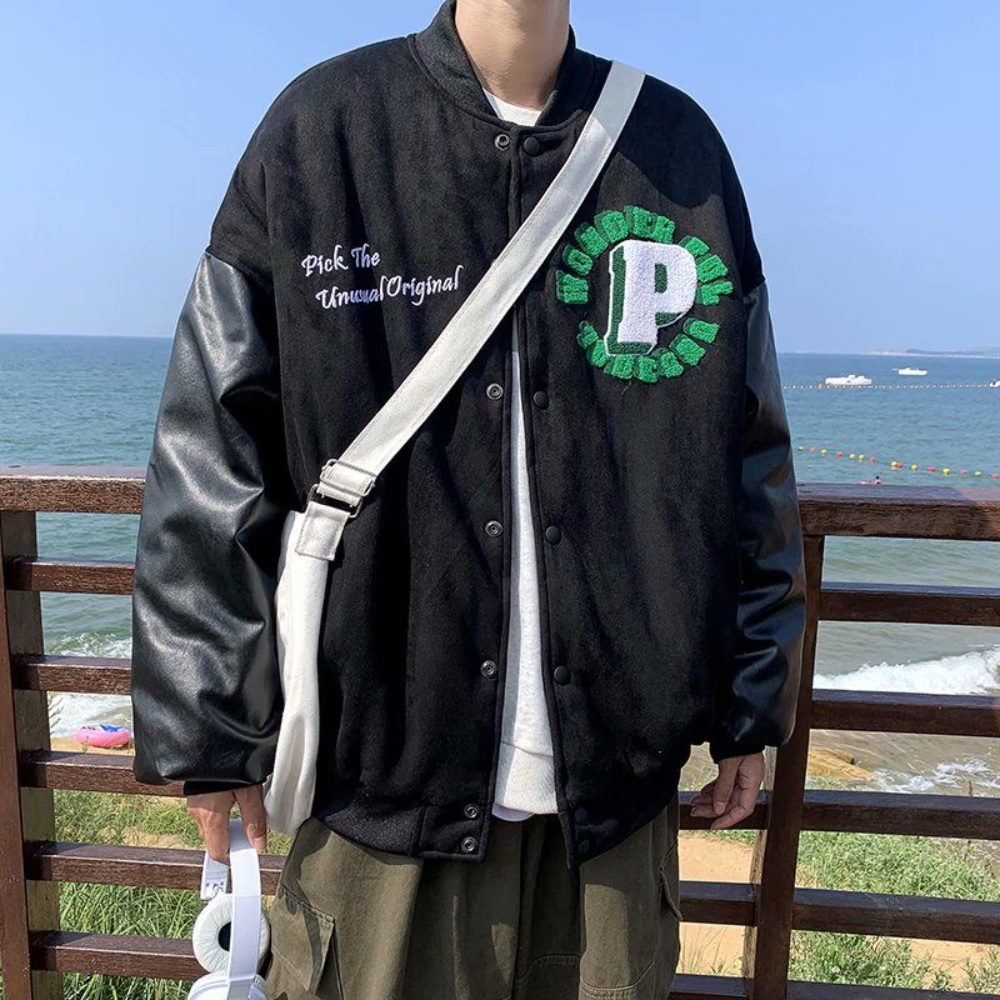 남자 바시티 자켓 점퍼 스트릿 패션 오버핏 힙한 남친룩 2컬러 - 상세 이미지 5