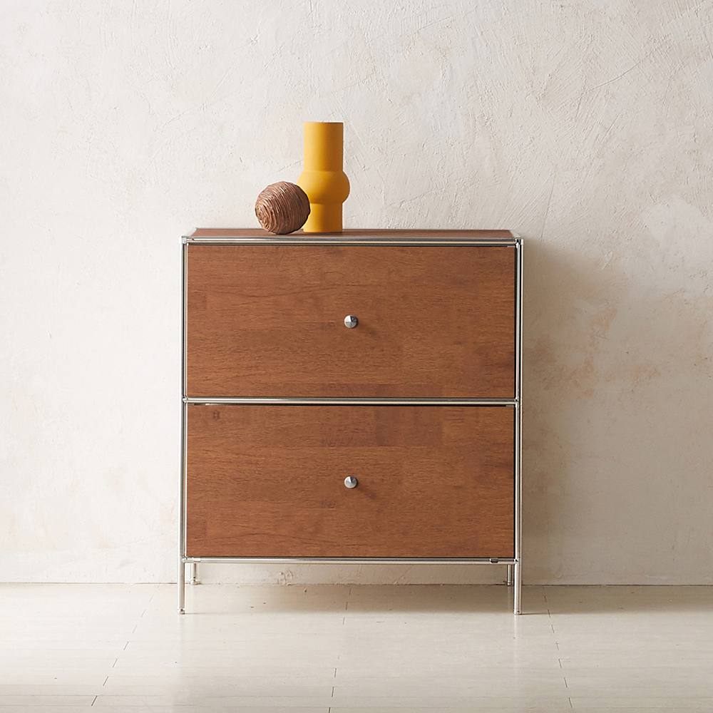 이노센트 스틸라 원목 미드센츄리 모듈 협탁 월넛 675 높은 서랍형 i104191