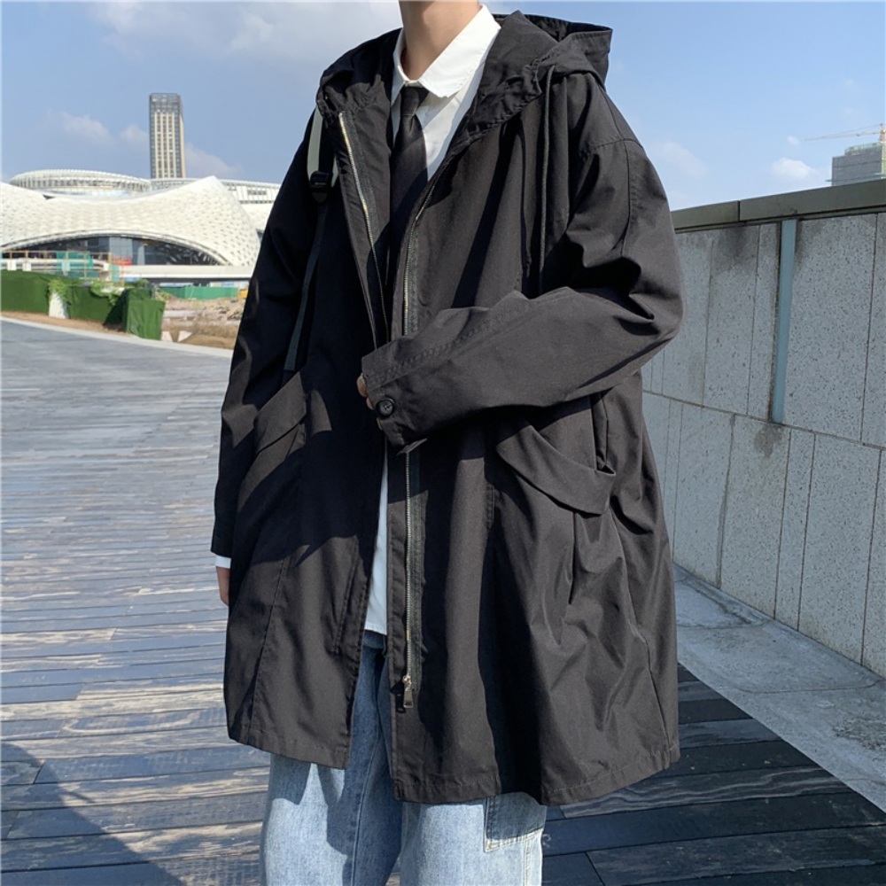 남자 개파카 야상 잠바 봄가을 간절기 아우터 데일리 패션 바람막이 블랙 그린 - 상품 이미지