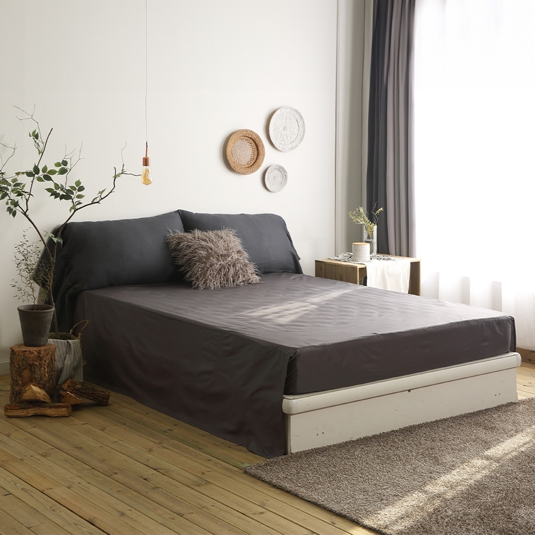 순면 투 매트리스 커버 높은 침대 시트 차콜 슈퍼 싱글