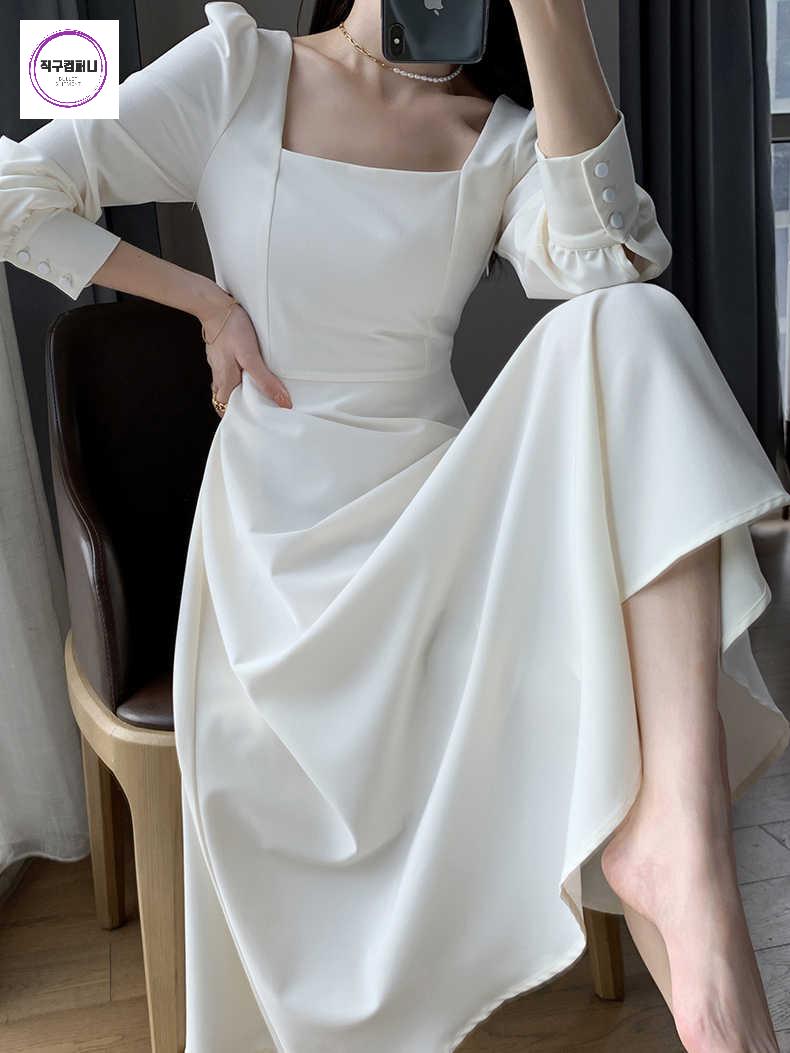 돌잔치 브라이덜샤워 피로연 화이트 롱 셀프웨딩 원피스 촬영 - 상세 이미지 2