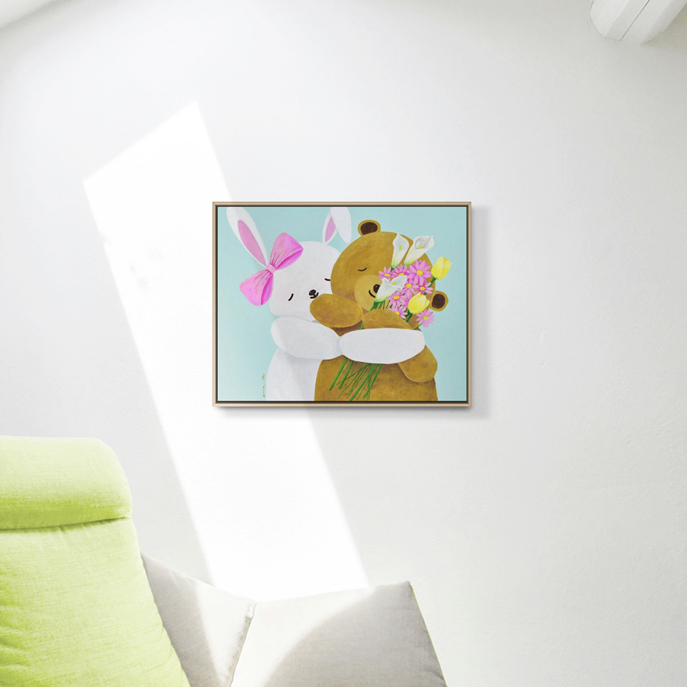 곰캐릭터 귀여운그림 아이방 키즈룸 실내인테리어 집들이 선물용 조안나 원목띄움 그림액자 - 상세 이미지 3