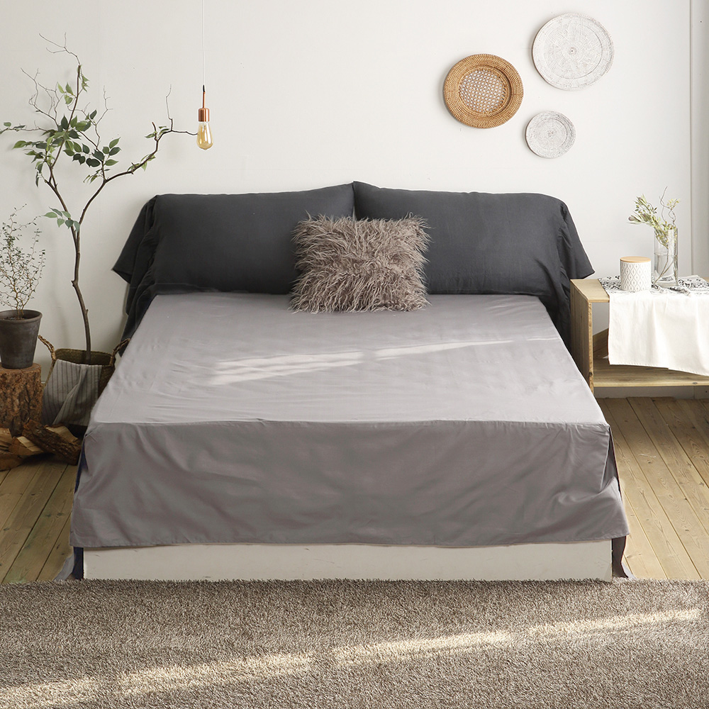 순면 투 매트리스 커버 높은 침대 시트 그레이 슈퍼 싱글