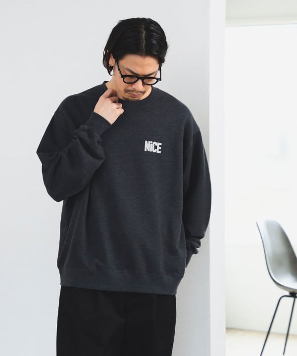 빔즈 BEAMS NICE 로고 프린트 크루넥 스웨트 맨투맨 티 3컬러 빔스 - 상세 이미지 2