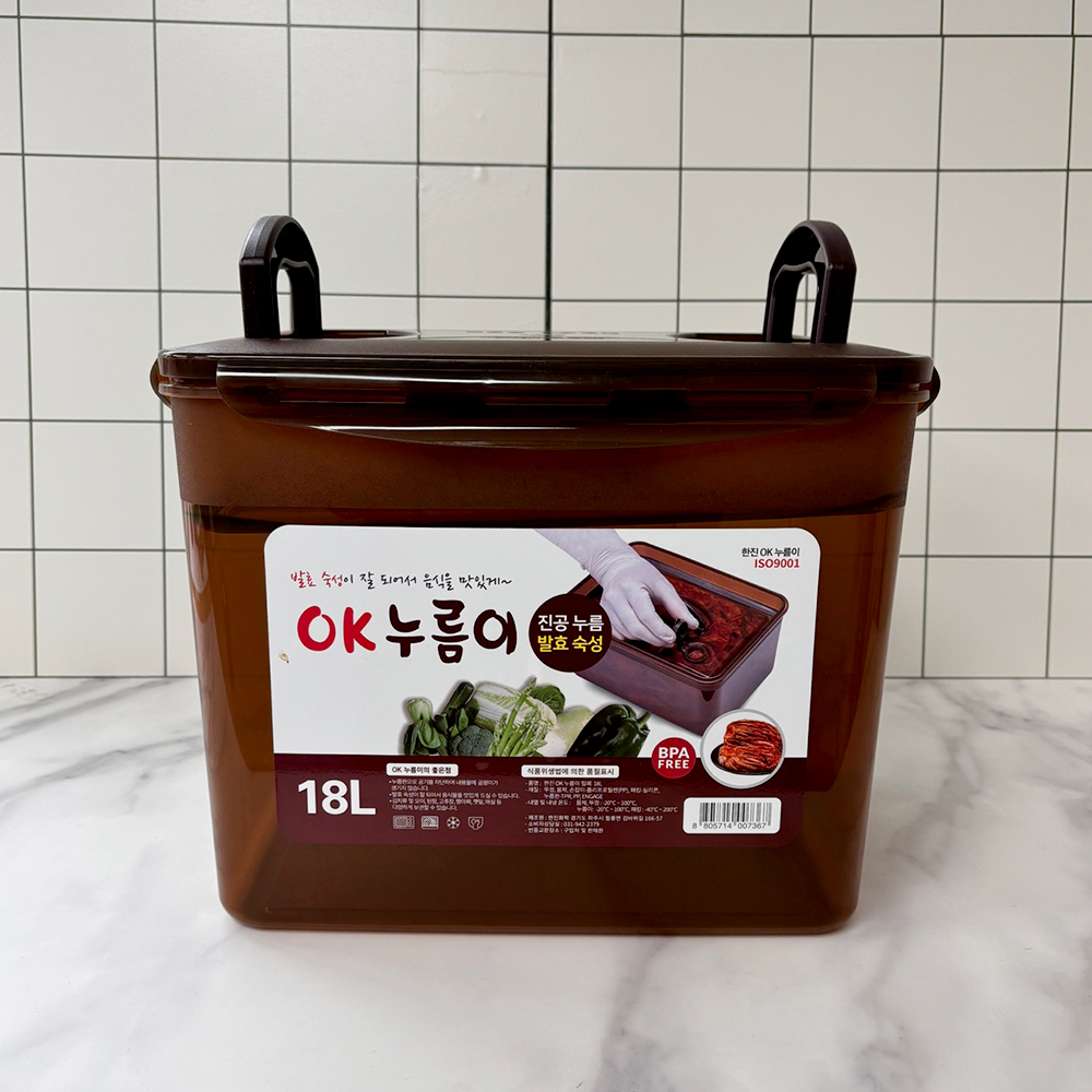 국산 OK 누름이 밀폐 김치통 짱아찌통 동치미통 18L 대량 업소 김장김치 보관 저장 용기 - 상세 이미지 2