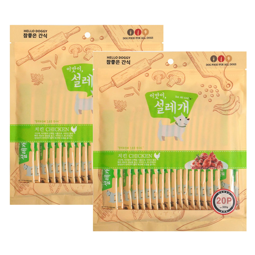 설레개 대용량 닭고기맛 20p 2개 묶음 강아지 츄르 간식 - 메인 이미지