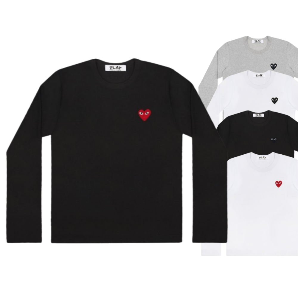 꼼데가르송 긴팔티 레드 블랙 와펜 무지 남여공용 제품 이미지