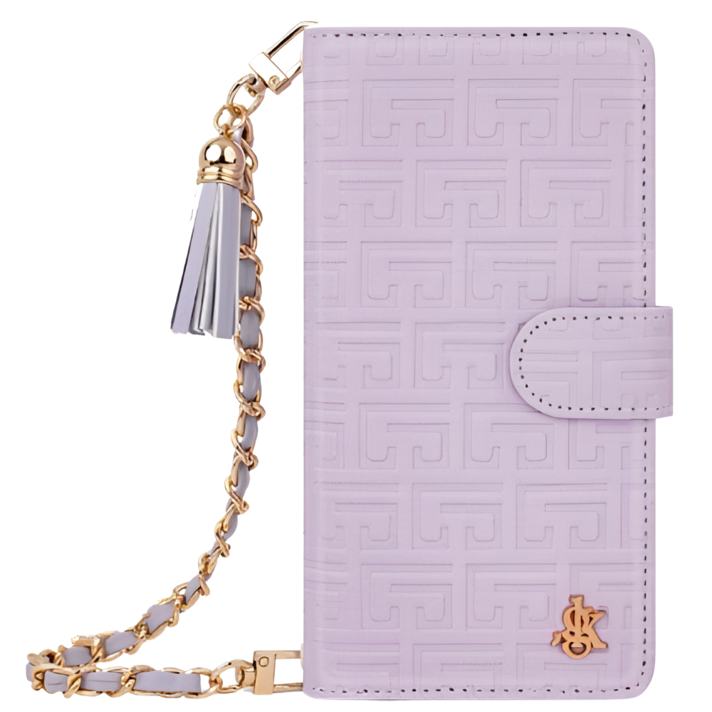 벨루아 다이어리 지퍼형 지갑 케이스 스트랩 퍼플, 갤럭시A32