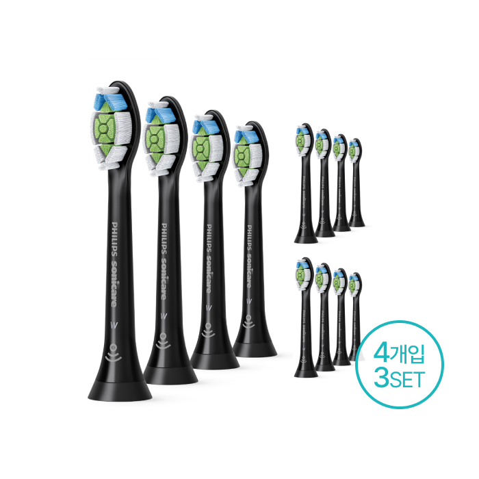 필립스 소닉케어 화이트닝 칫솔모 4개입 3세트 블랙 HX6064/96 3SET