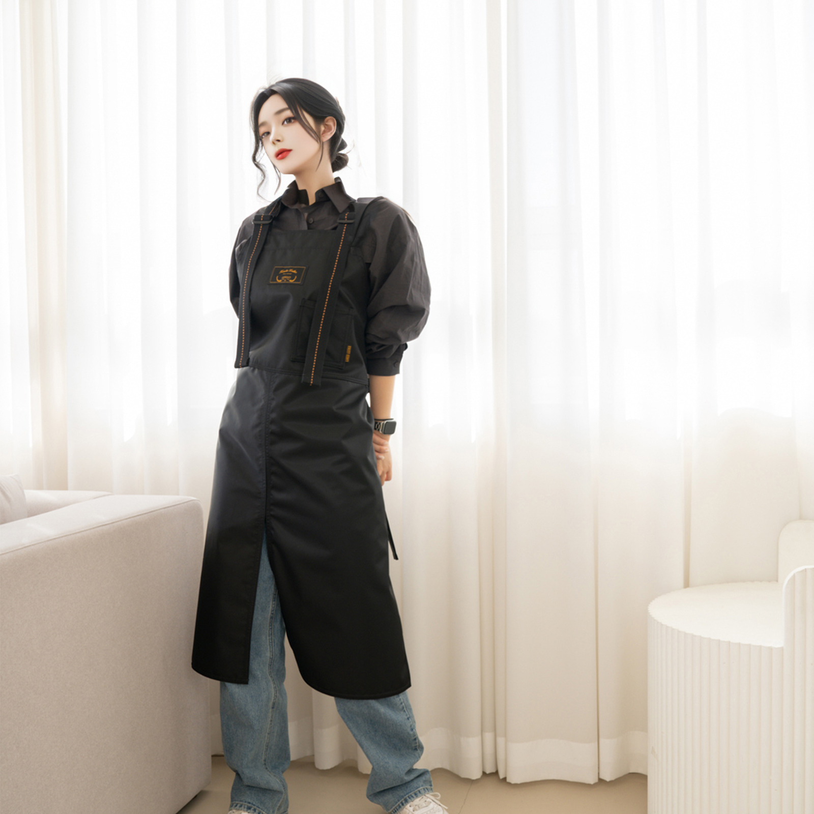 반츠 칸데오레더 공방 미용실 카페 미용사 바리스타 앞치마 가죽 방수 앞치마