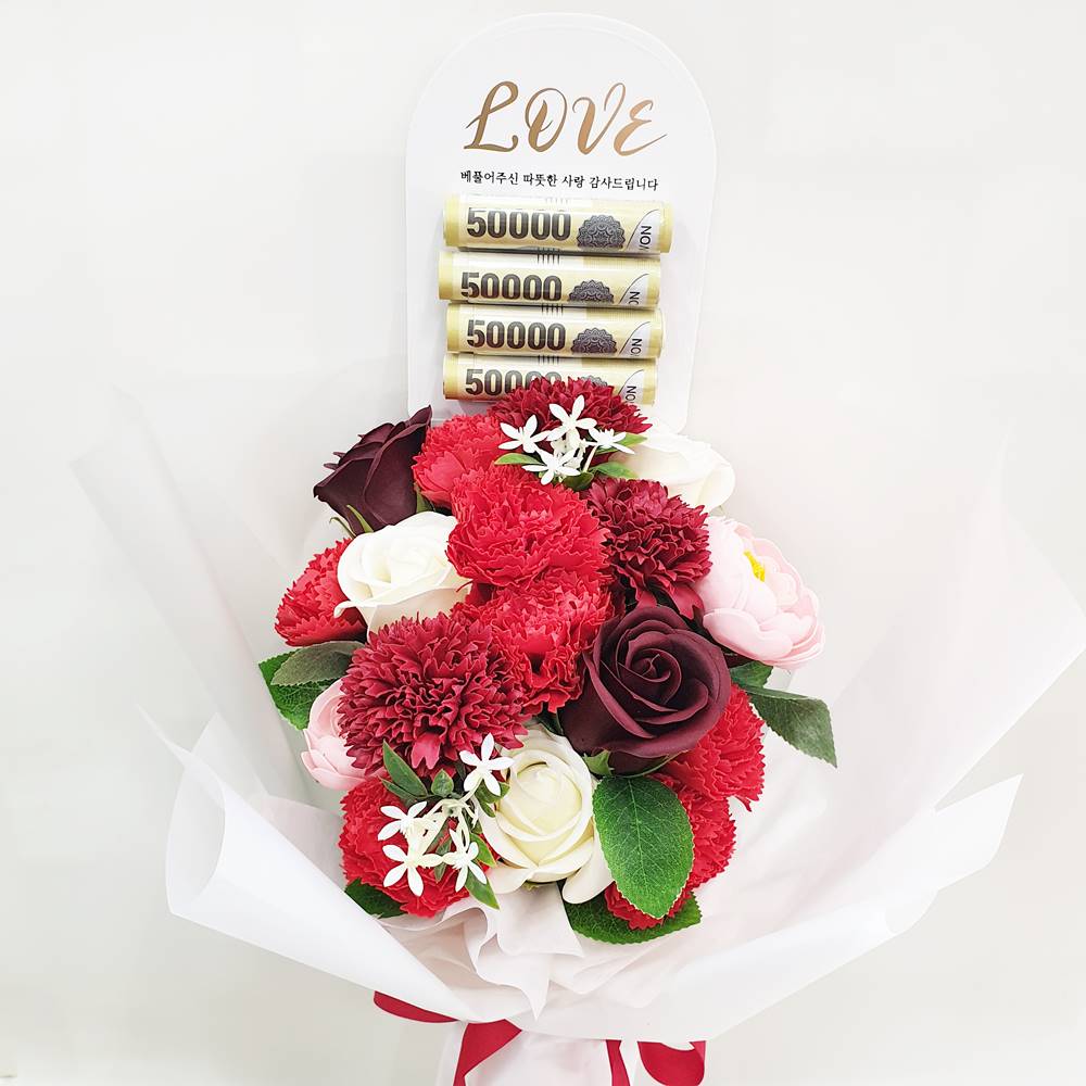 돈꽃다발 용돈 꽃다발 카네이션 부모님 생신 돈다발 현금 기념일 어버이날 꽃바구니 선물 이미지 4