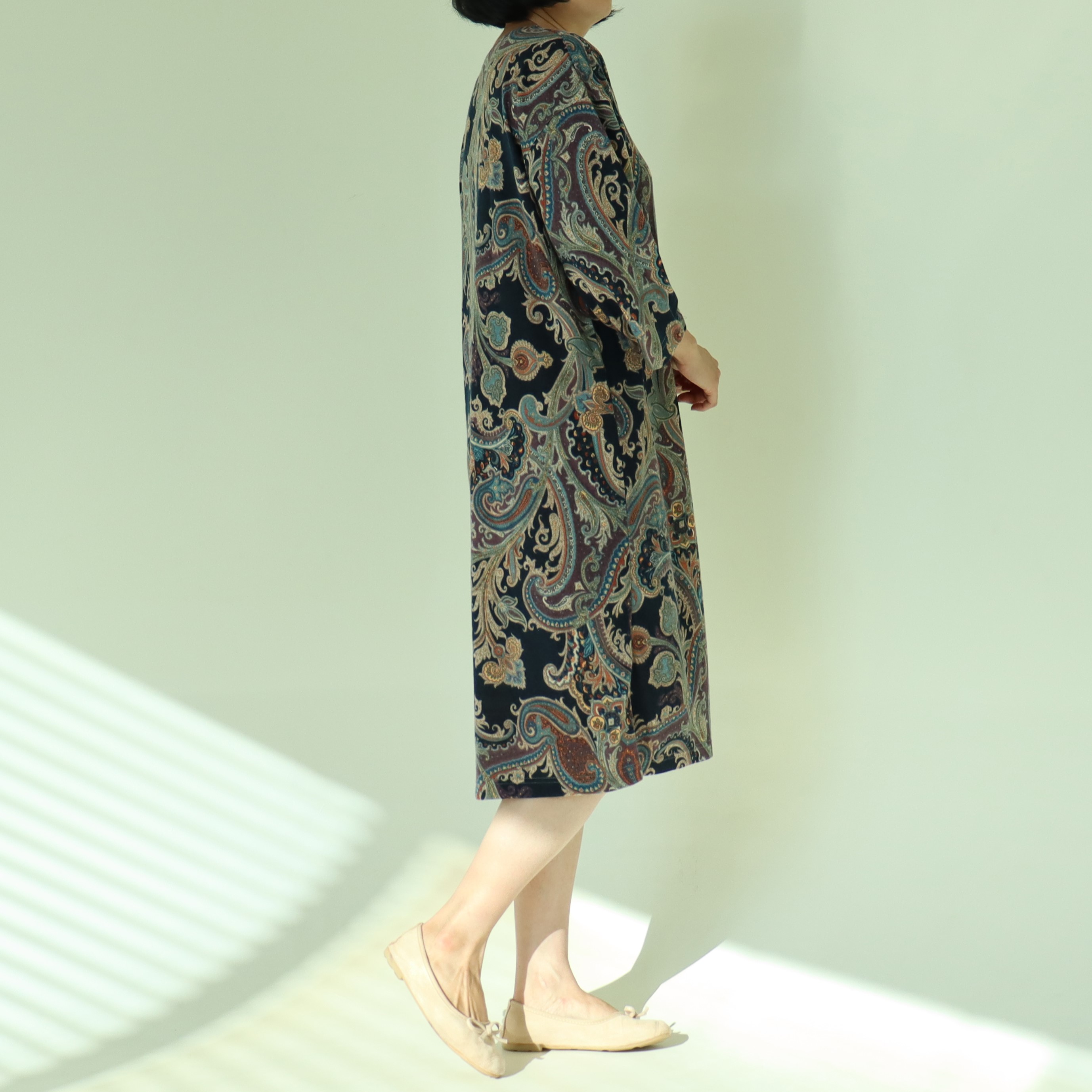 빅사이즈 자체제작 8부 소매 데일리 원피스 면 스판 니트 찰랑 H라인 원마일웨어 봄 가을