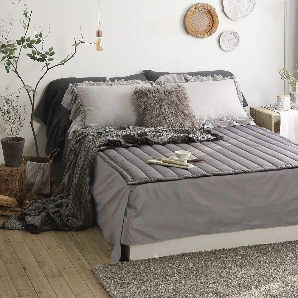 순면 투 매트리스 커버 높은 침대 시트 그레이 이스턴킹