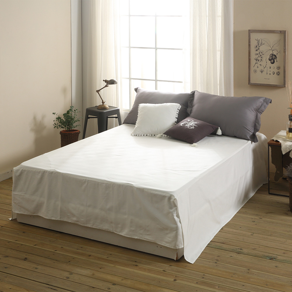순면 투 매트리스 커버 높은 침대 시트 화이트 퀸