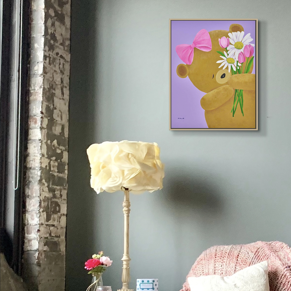곰캐릭터 귀여운그림 아이방 키즈룸 실내인테리어 집들이 선물용 조안나 원목띄움 그림액자 - 상세 이미지 2