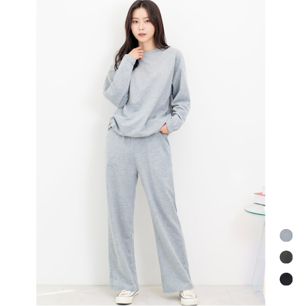 성인실내복 커플셋업 여성 체육복 트레이닝 와이드츄리닝세트 - 메인 이미지