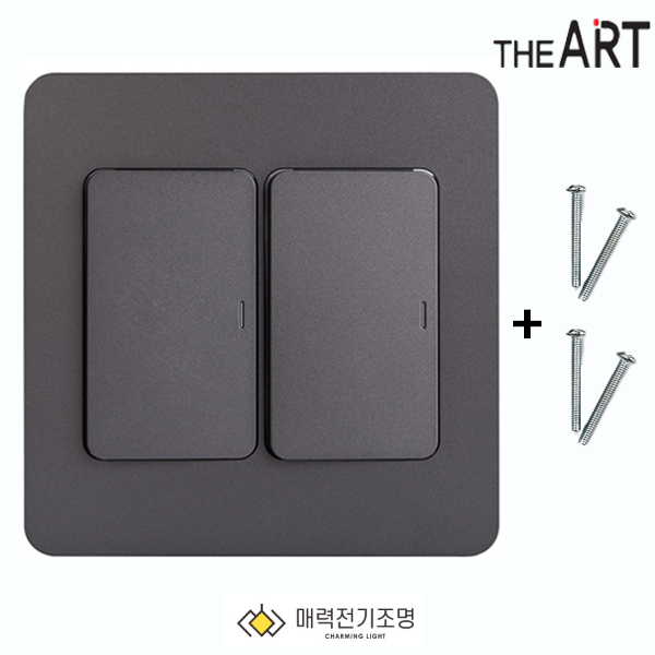 디아트 스위치 정사각 2구 전등 전기 커버 교체 다크그레이 - 메인 이미지