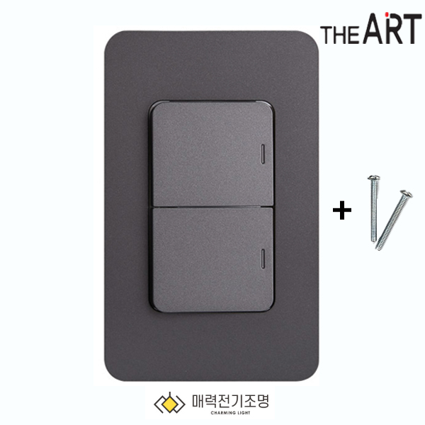 디아트 스위치 방 단로 2구 전등 전기 커버 교체 다크그레이 - 메인 이미지