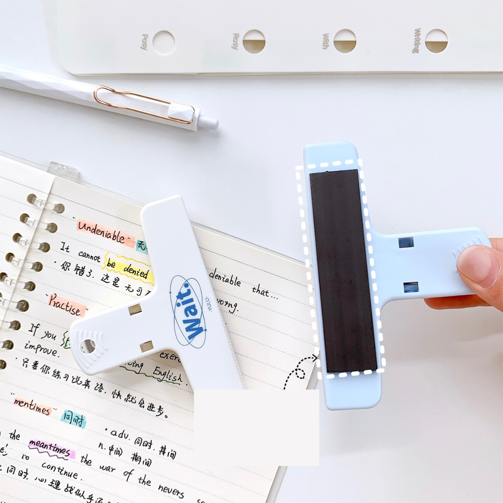 서류 집게 책집게 더블 페이퍼 클립 사무용 플라스틱 화이트 이미지 2