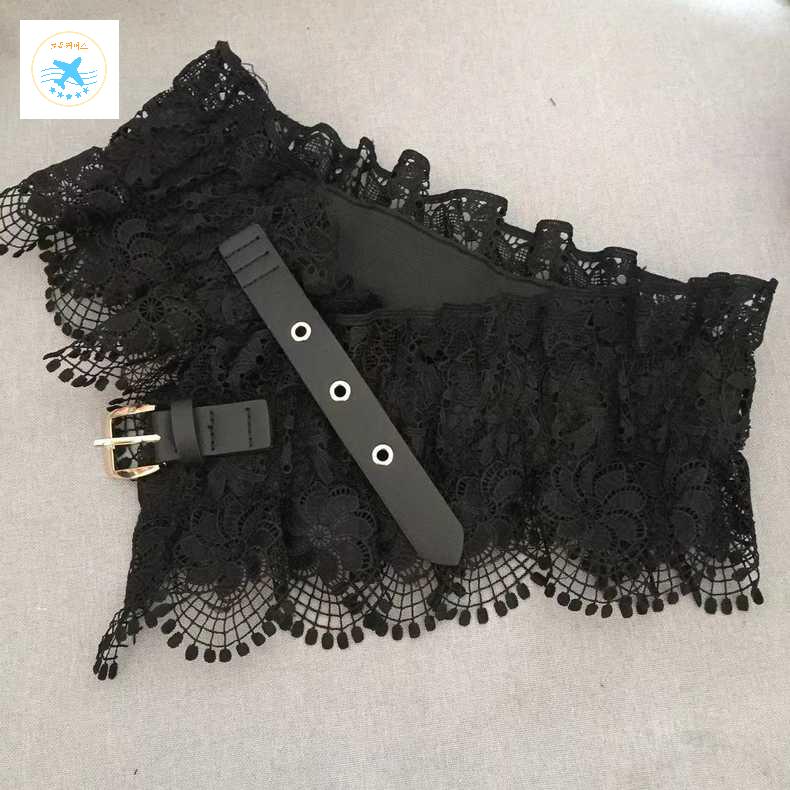허리 코르셋 밴딩 와이드 여성 레이스 원피스 벨트 빈티지 - 상세 이미지 4