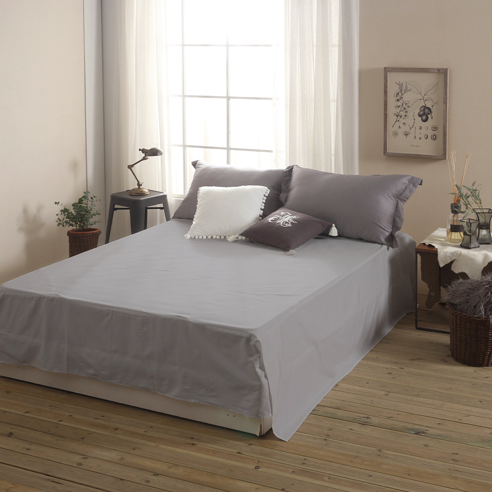 순면 투 매트리스 커버 높은 침대 시트 그레이 퀸