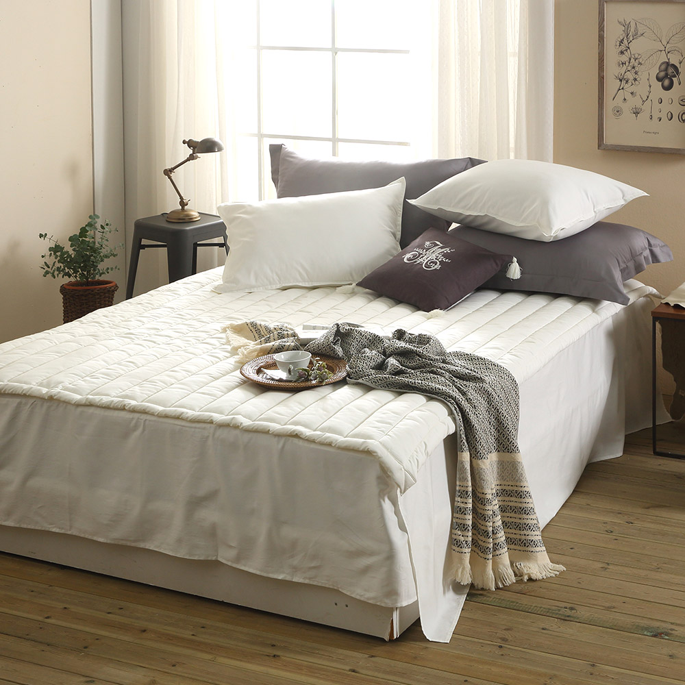 순면 60수 두꺼운 퀸 침대 매트리스 패드 화이트 Q