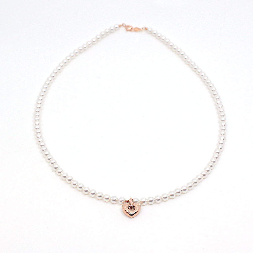 14k 4mm 스왈진주 하트 목걸이 OPPN0683 - 상세 이미지 4
