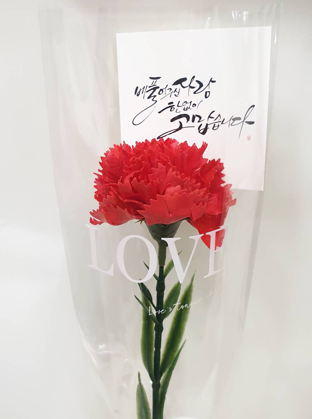 카네이션 한송이 꽃다발 비누꽃 어버이날 스승의날 1송이 - 상품 이미지
