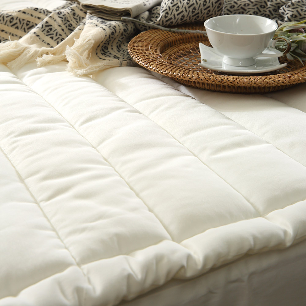 순면 60수 두꺼운 퀸 침대 매트리스 패드 화이트 Q