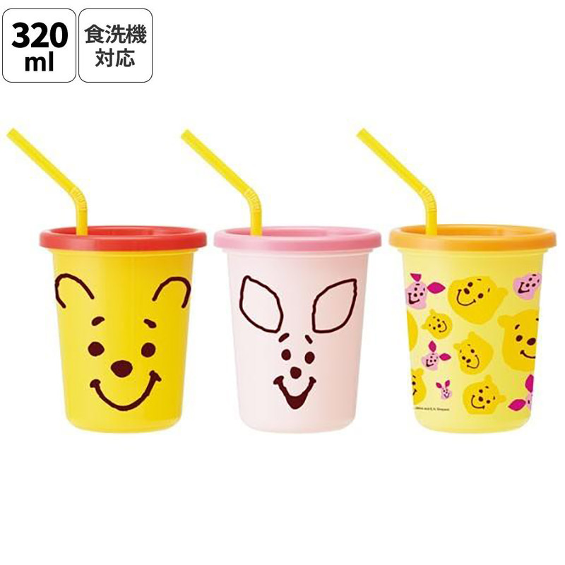 스케이터 곰돌이푸 페이스 캐릭터 빨대컵 3세트 320ml SIH3ST - 주방·식기 - 하카타몰