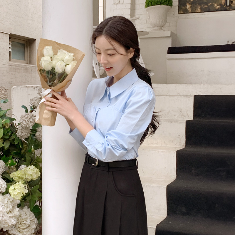 (브랜드퀄리티) 소르베 하트 라인 슬림핏 카라 셔츠 블라우스 bs7866 - 상세 이미지 5