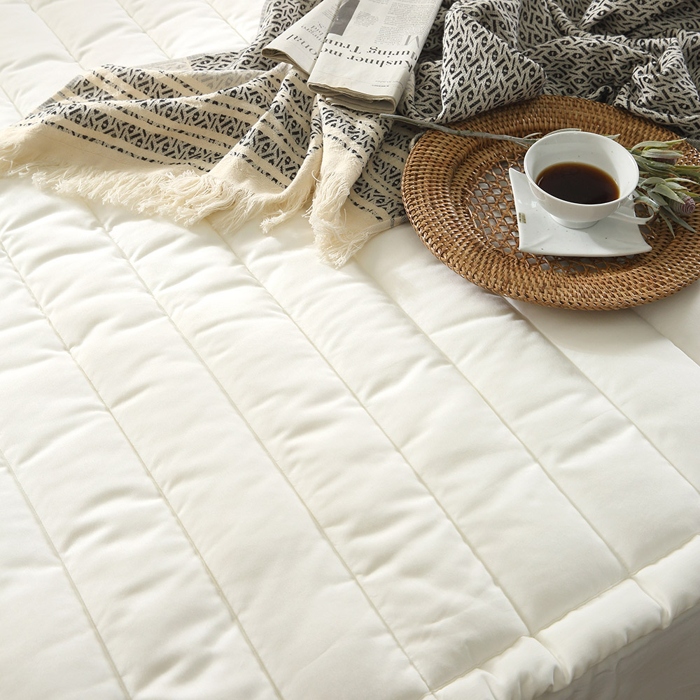 순면 60수 두꺼운 퀸 침대 매트리스 패드 화이트 Q