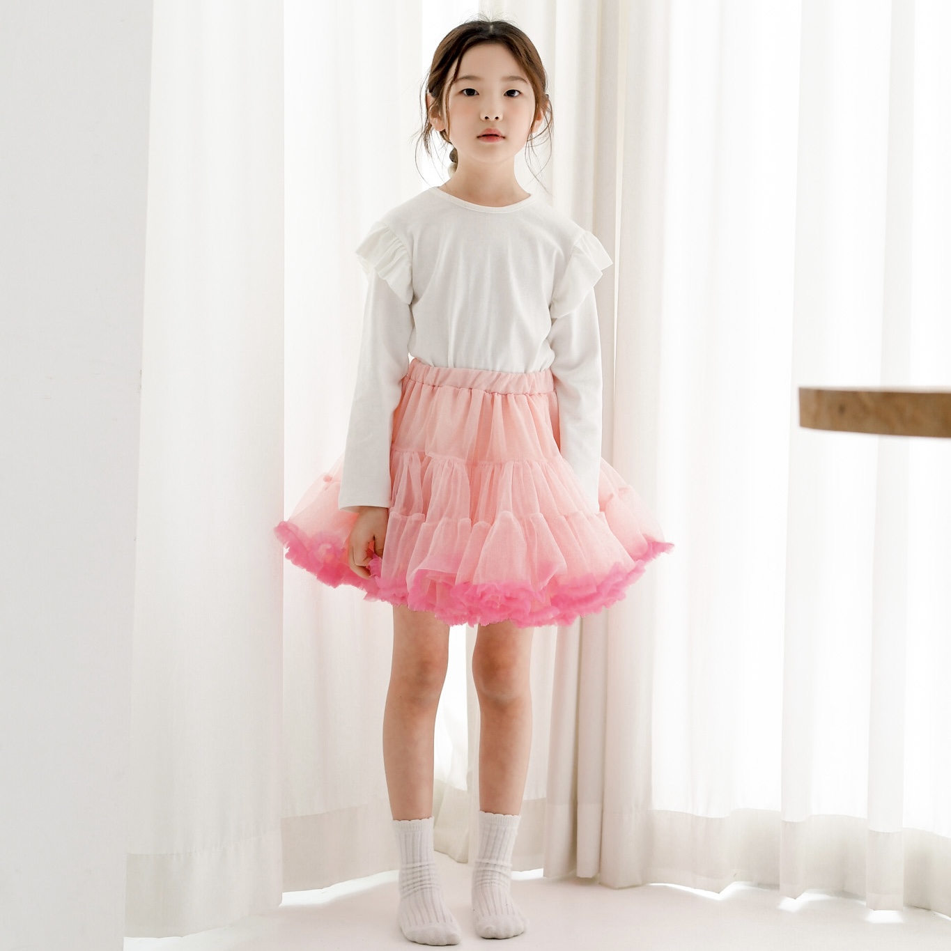 리사 프릴 티셔츠 아동 여아 유아 키즈 어린이 긴팔 기본티 봄 가을 초등학생 - 상세 이미지 2