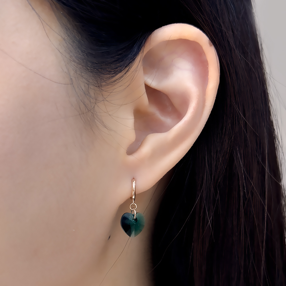 14k 그린 하트 스왈스톤 원터치 귀걸이 OPPE0401 - 상세 이미지 4