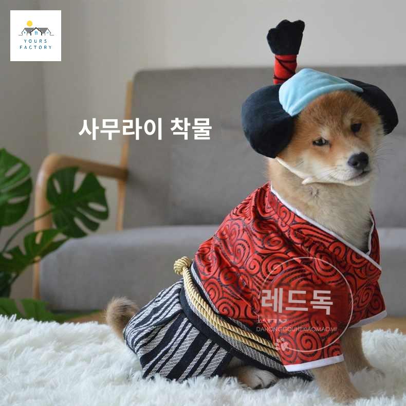 유카타 닌자 강아지 일본 고양이 옷 사무라이 기모노 - 상세 이미지 2