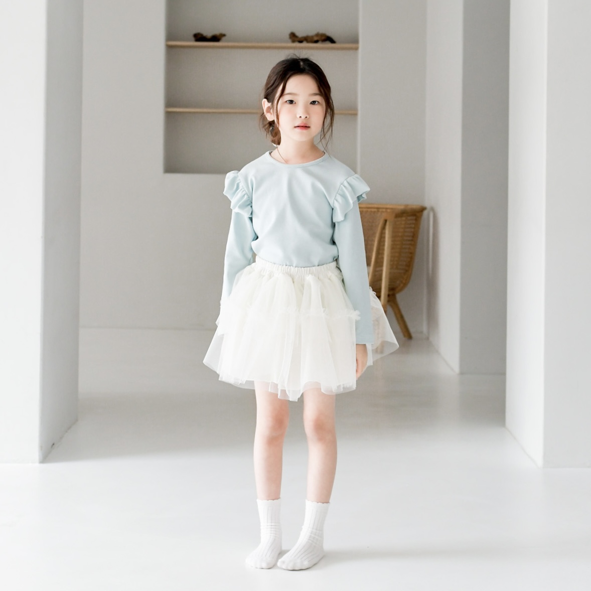 리사 프릴 티셔츠 아동 여아 유아 키즈 어린이 긴팔 기본티 봄 가을 초등학생 이미지 7