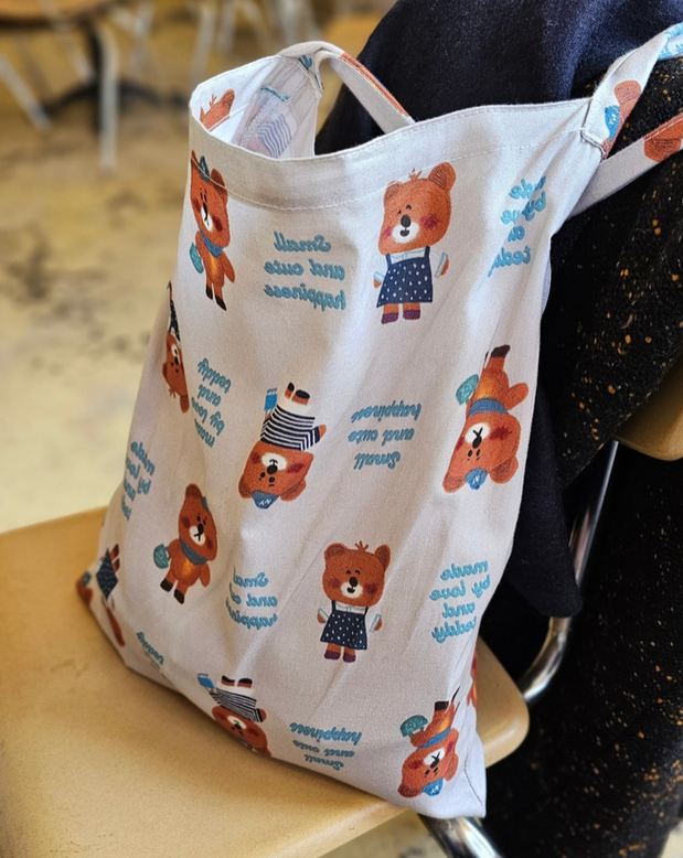 테디곰 에코백 데일리 자체제작 순면 숄더 가방 상세 이미지 12