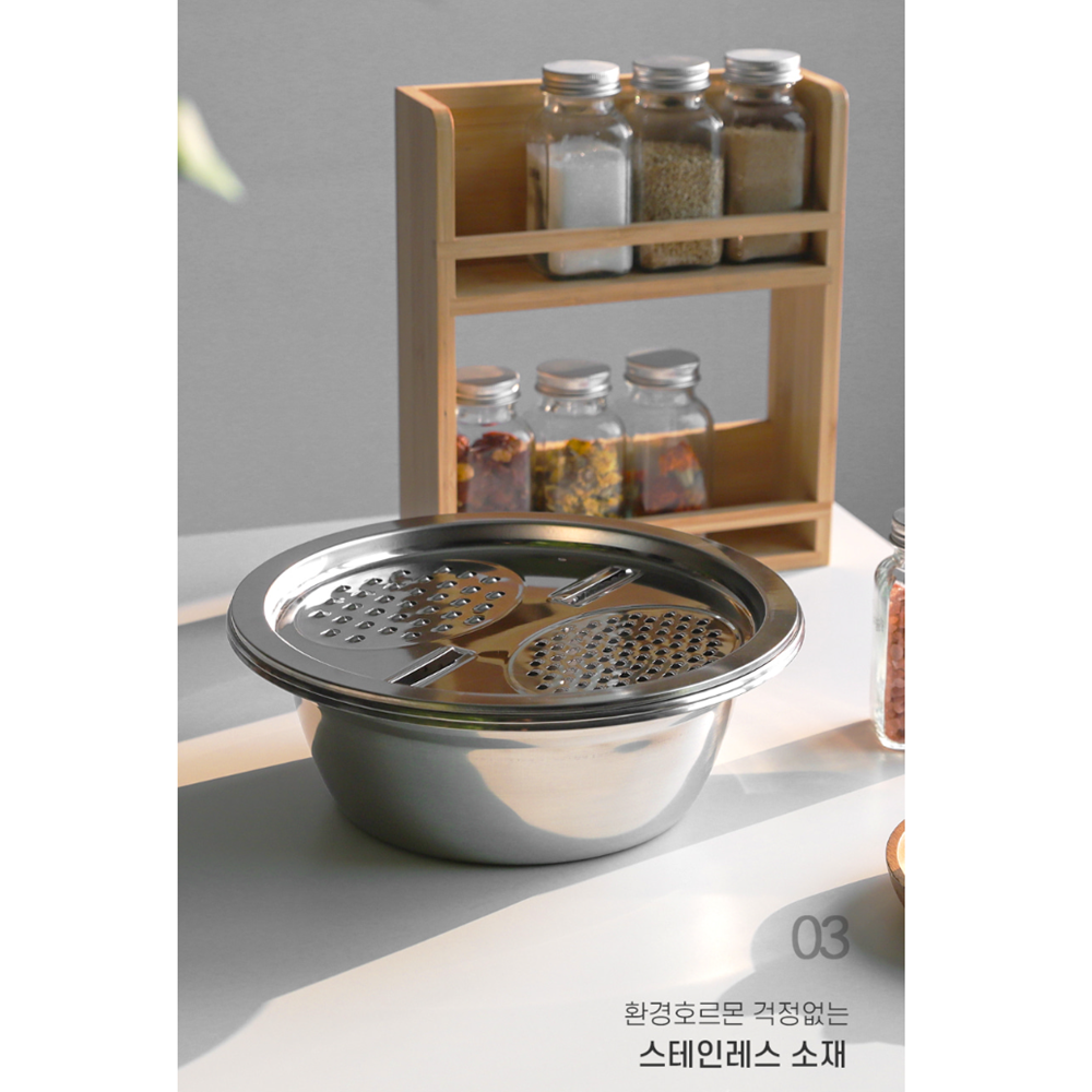 올스텐채칼 채썰기 스테인레스 스텐레스 타공채반 믹싱볼세트 - 상세 이미지 5
