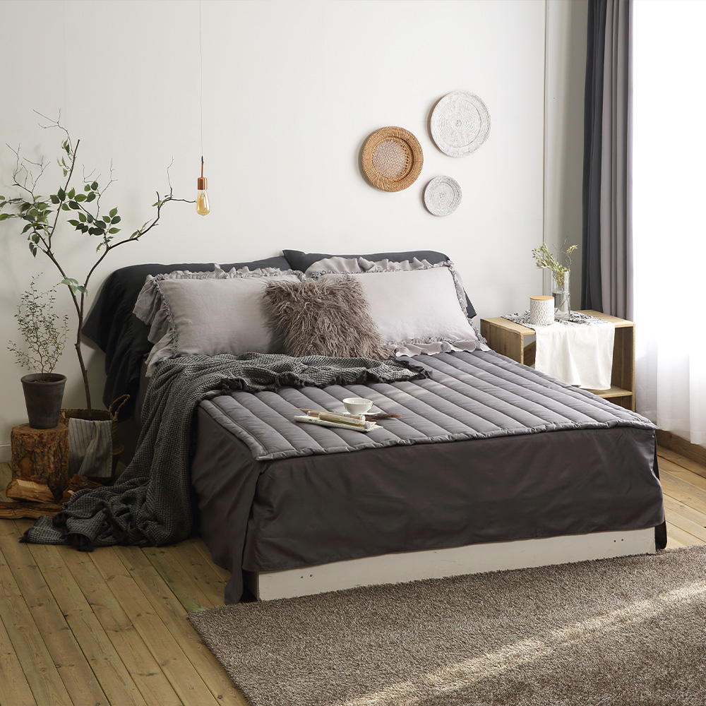 순면 두꺼운 라지킹 침대 매트리스 패드 차콜 LK