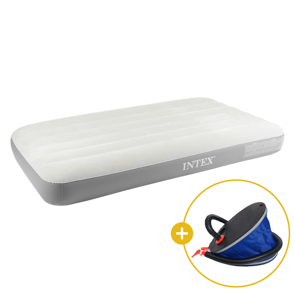 인텍스 아이보리 에어매트 광폭싱글 + 풋펌프 세트 캠핑매트 침대 캠핑용 휴대용 매트리스