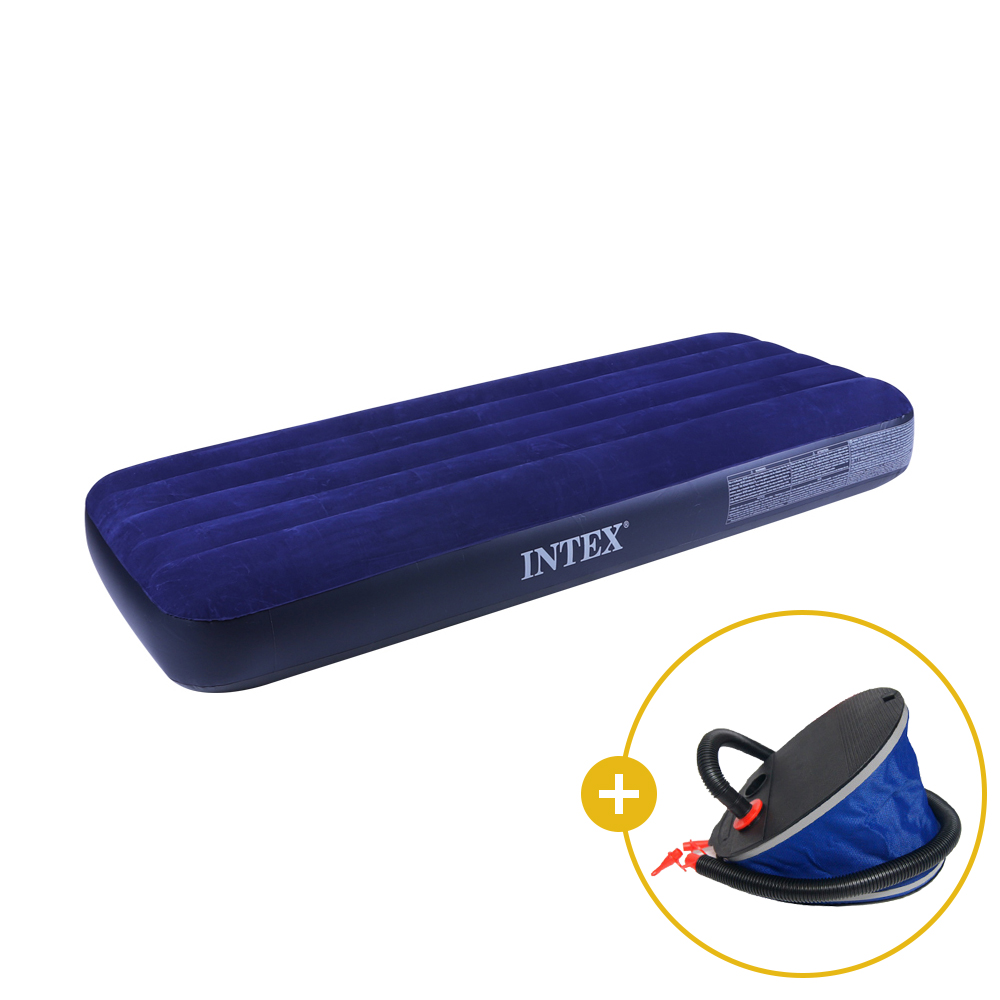 인텍스 블루 에어매트 광폭싱글 + 풋펌프 세트 캠핑매트 침대 캠핑용 휴대용 매트리스