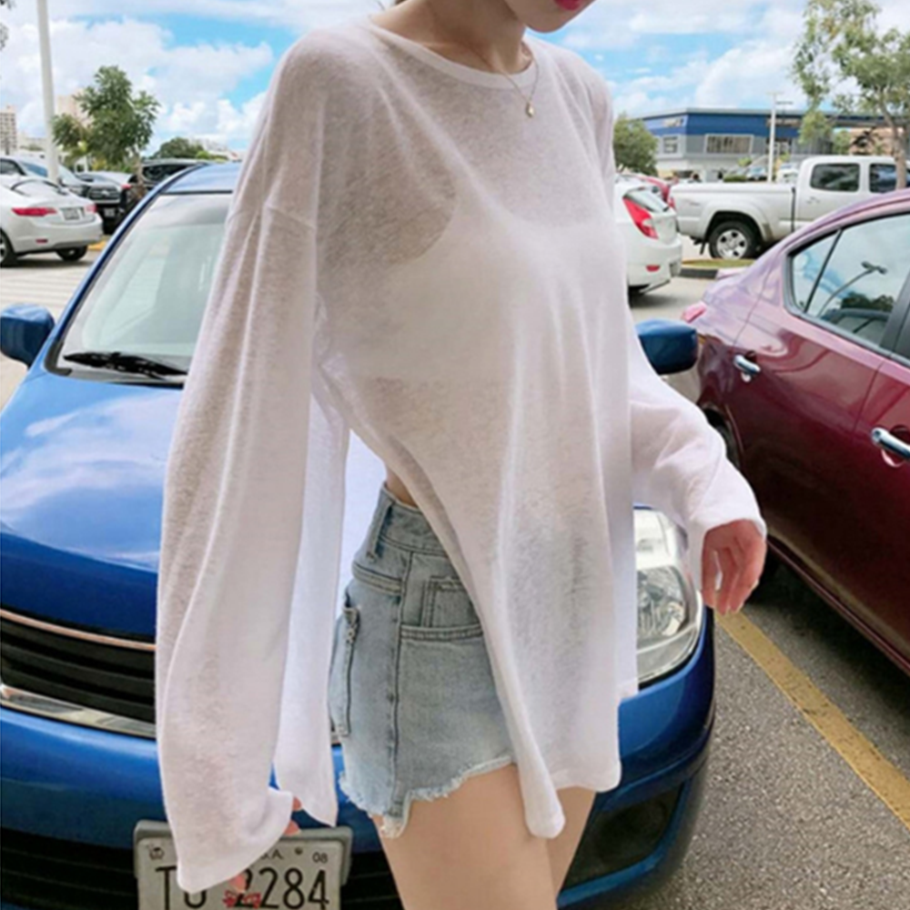나트랑여행옷 여행룩 워터밤의상 시스루상의 박스티 티셔츠 - 상세 이미지 3