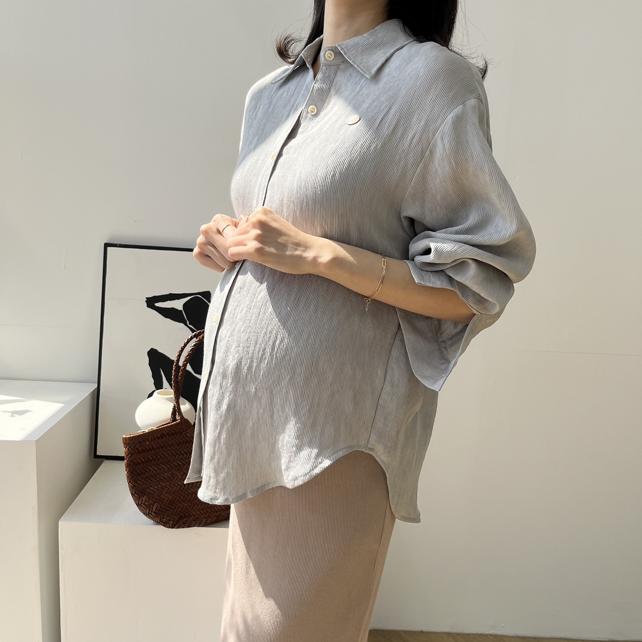 골디팬던트 린넨 내츄럴 셔츠 임부복 임산부 만삭까지 상세 이미지 36