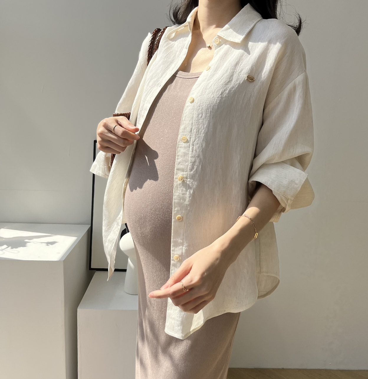 골디팬던트 린넨 내츄럴 셔츠 임부복 임산부 만삭까지 상세 이미지 24